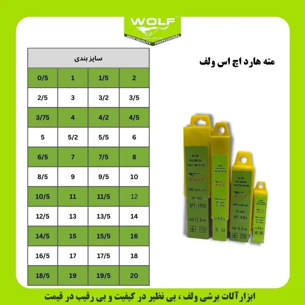 مته آهن خرمایی سایز 9 میلیمتر ولف 